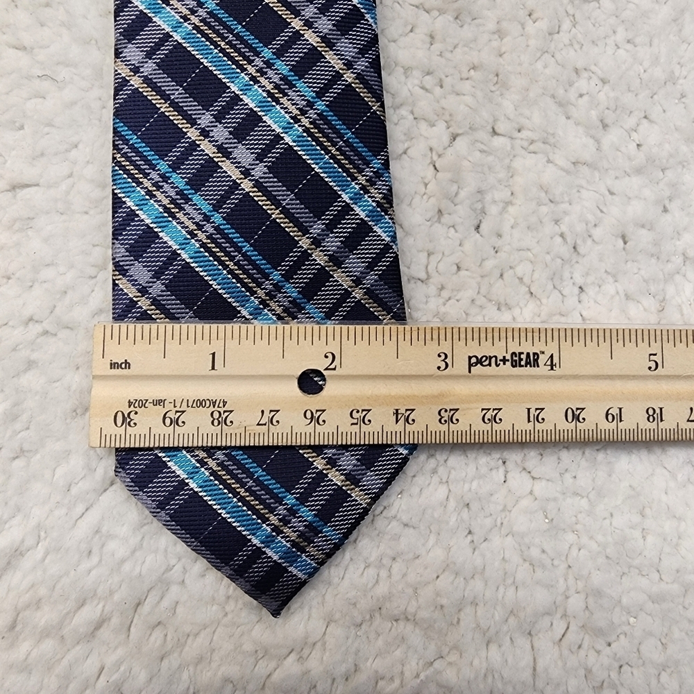 Wembley Aqua Blue Plaid Men's Tie - Picture 5 of 8